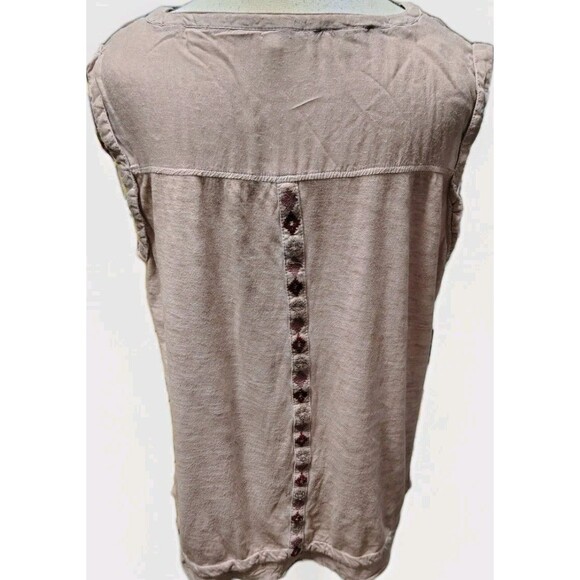 Jennifer & Grace Blouse Size L Short Sleeve Layered Hem Embroidery Back - Picture 5 of 6